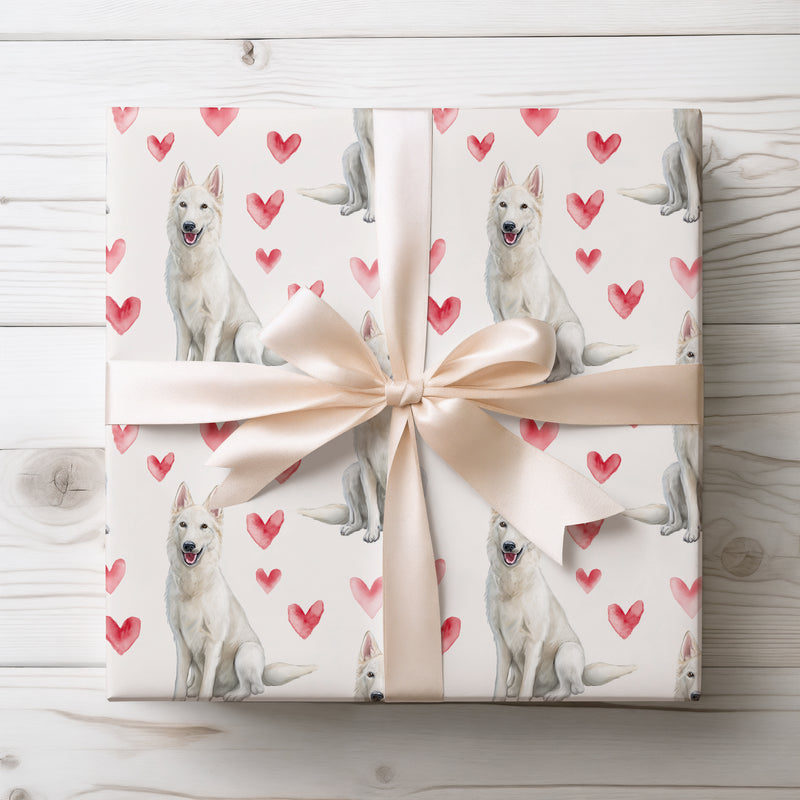 Snowheart Devotion – Swiss White Shepherd love wrapping paper