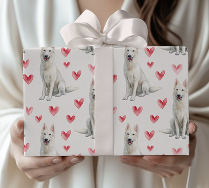 Snowheart Devotion – Swiss White Shepherd love wrapping paper