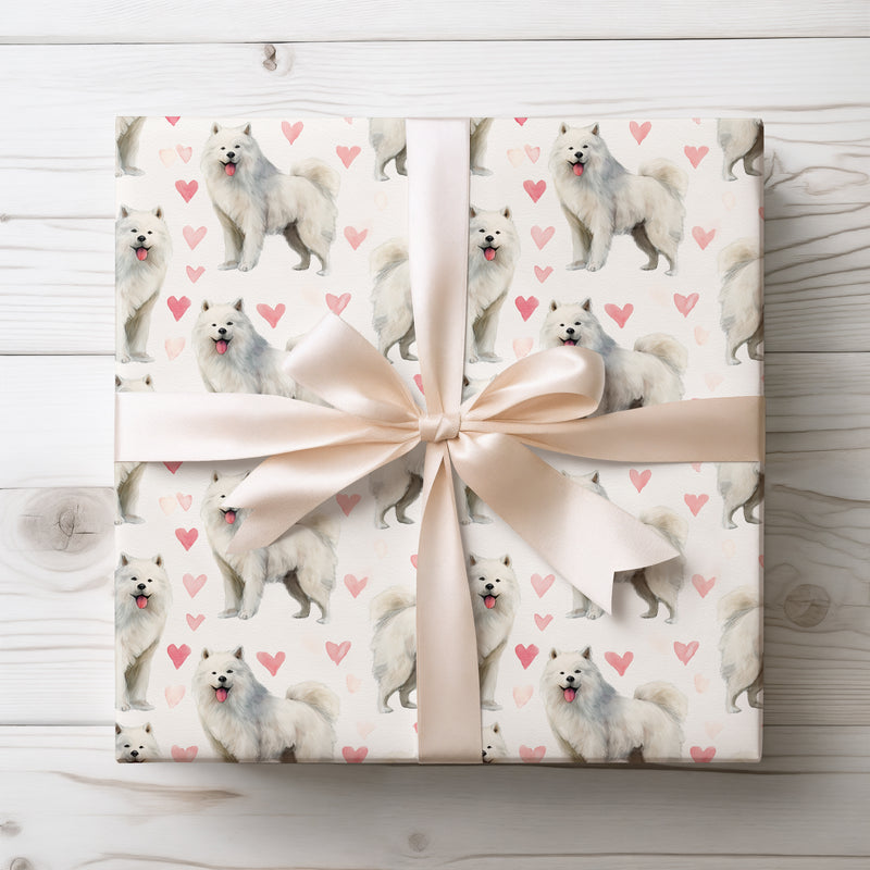 Snowlove Bloom – Samoyed love wrapping paper