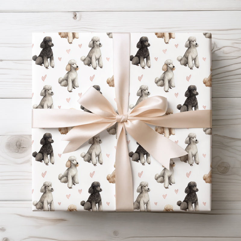 Cloudlace Romance – Standard Poodle love wrapping paper