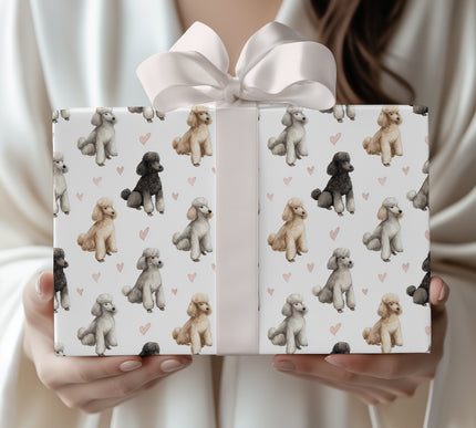 Cloudlace Romance – Standard Poodle love wrapping paper