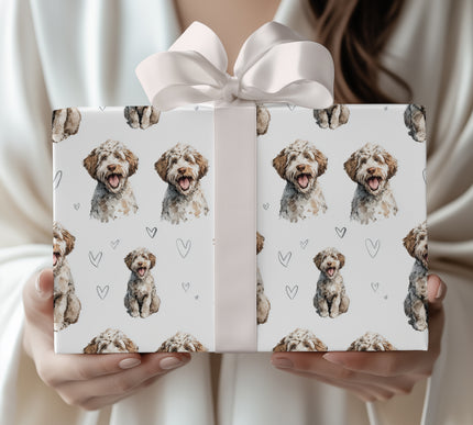Cloudpaws Charm – Barbet watercolor hearts wrapping paper