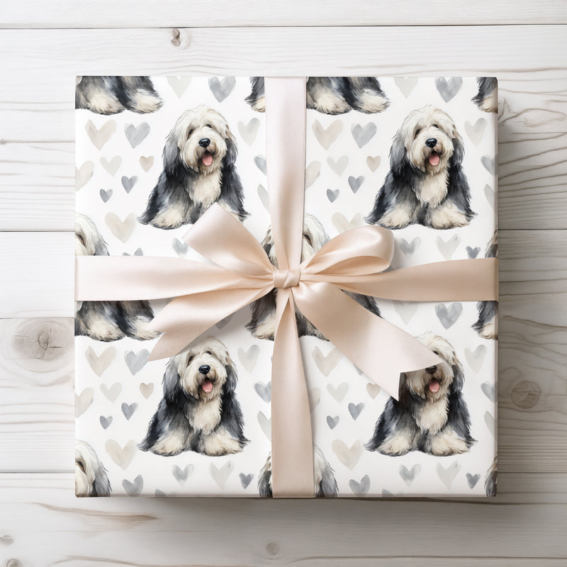 Cloudtail Embrace – Old English Sheepdog love wrapping paper