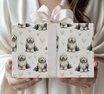 Heartveil Shepherd – Polish Lowland Sheepdog wrapping paper