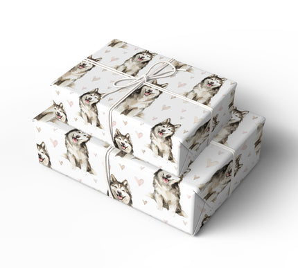 Ivory Snowbond – Romantic Alaskan Malamute Portrait wrapping paper