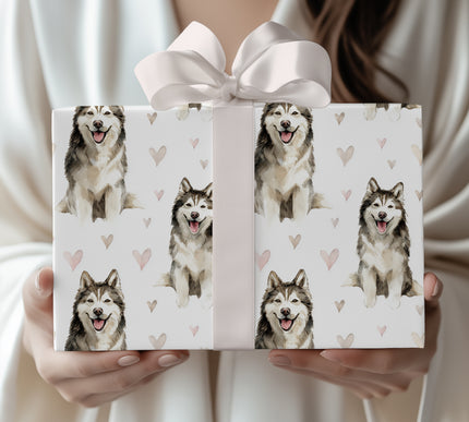 Ivory Snowbond – Romantic Alaskan Malamute Portrait wrapping paper