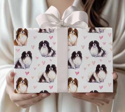 PetalWhisk – Japanese Chin Love Pattern wrapping paper