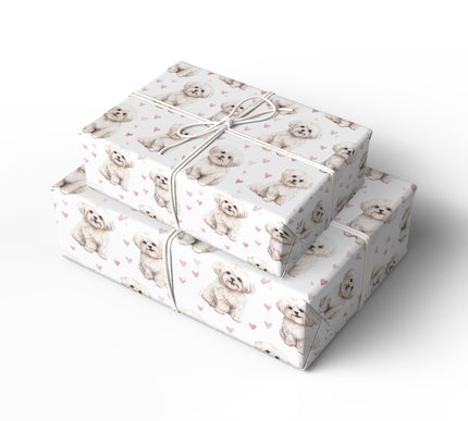 Silkheart Paws – Maltese love watercolor wrapping paper