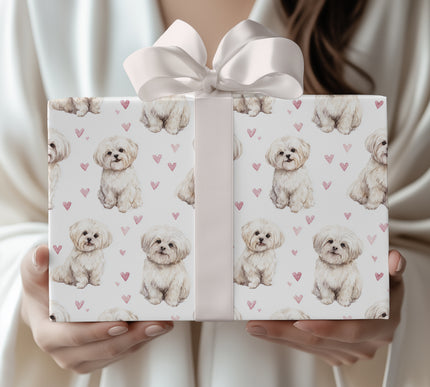 Silkheart Paws – Maltese love watercolor wrapping paper
