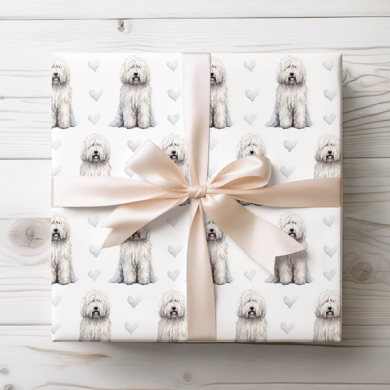 Snowveil Hearts – Komondor Love Pattern wrapping paper