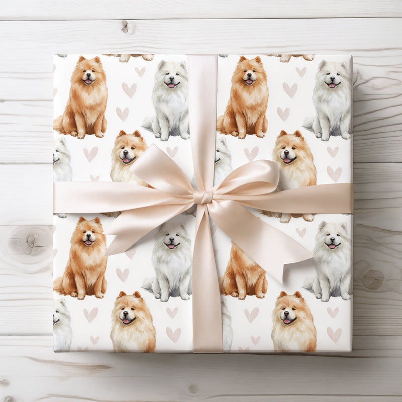 Snowkiss Haven – Samoyed love wrapping paper
