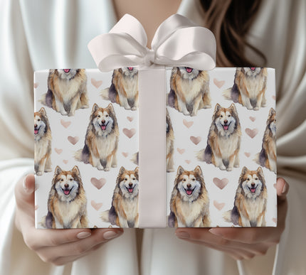 Snowveil Guardian – Romantic Alaskan Malamute Sitting wrapping paper