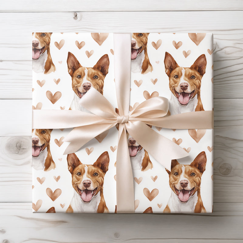 Amberfox Hearts – Basenji watercolor hearts wrapping paper