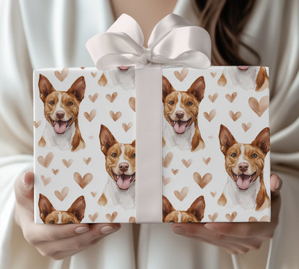 Amberfox Hearts – Basenji watercolor hearts wrapping paper