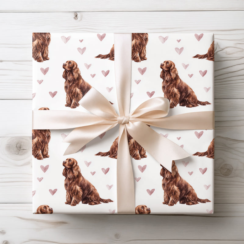 Amberwood Romance – Sussex Spaniel love wrapping paper