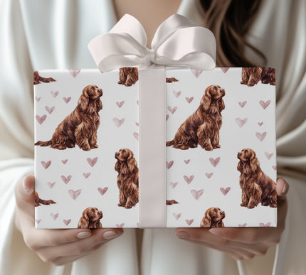 Amberwood Romance – Sussex Spaniel love wrapping paper