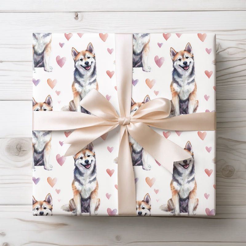 Aurora Softpaws – Romantic Alaskan Klee Kai Sitting wrapping paper