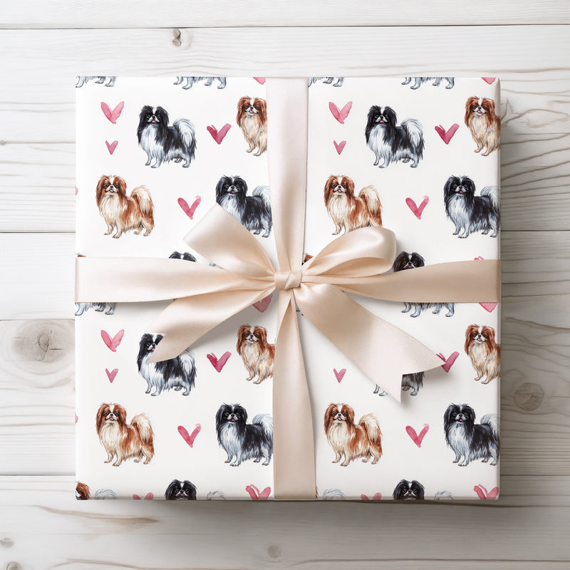 Blossom Paws – Japanese Chin Love Pattern wrapping paper