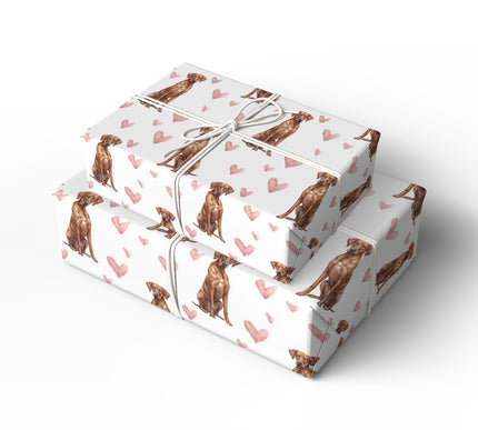 Blushguard Vale – Rhodesian Ridgeback hearts wrapping paper
