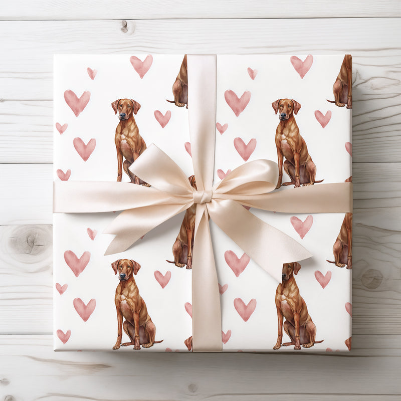 Blushguard Vale – Rhodesian Ridgeback hearts wrapping paper
