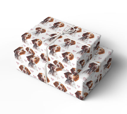 Blushmark Gaze – English Pointer watercolor hearts wrapping paper