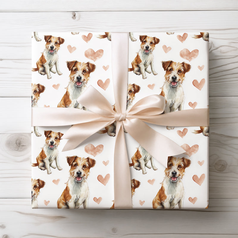Blushpaw Whimsy – Australian Terrier watercolor hearts wrapping paper