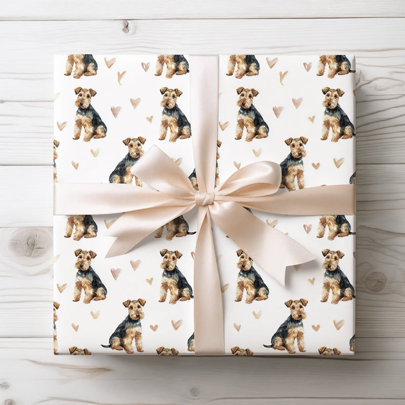 Brave Whisker Hearts – Welsh terrier wrapping paper