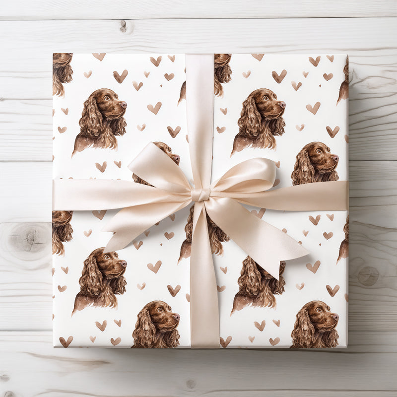 Chestnutvale Romance – Sussex Spaniel love wrapping paper