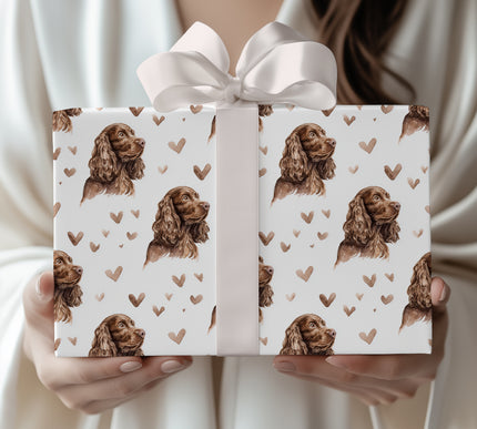 Chestnutvale Romance – Sussex Spaniel love wrapping paper