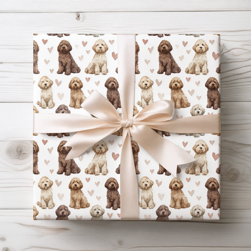 Cozy Curlhaven – Labradoodle Love Pattern wrapping paper
