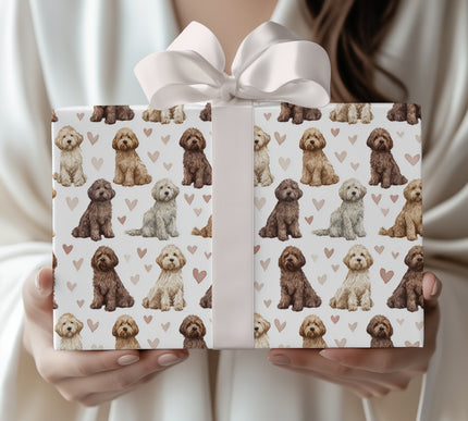 Cozy Curlhaven – Labradoodle Love Pattern wrapping paper
