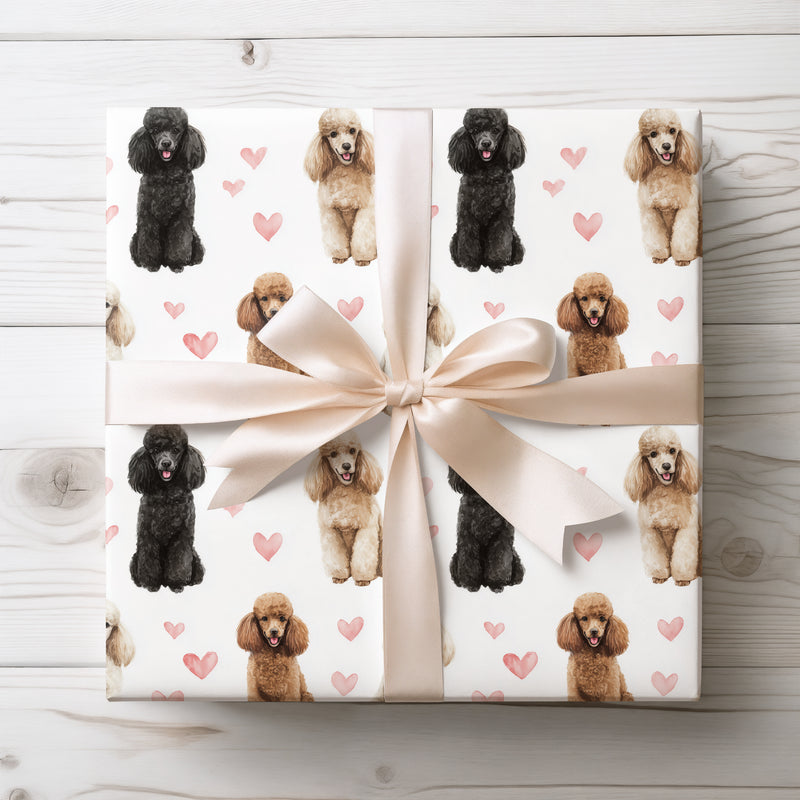 Curly Heart Charm – Poodle Love Hearts wrapping paper