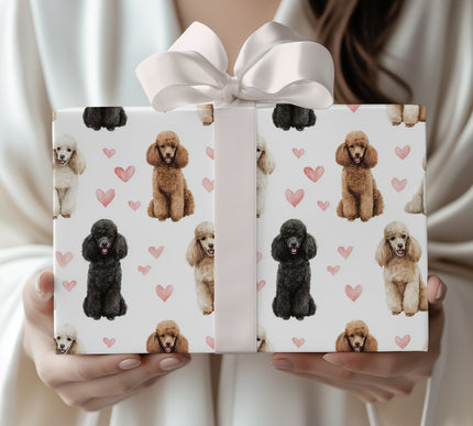 Curly Heart Charm – Poodle Love Hearts wrapping paper