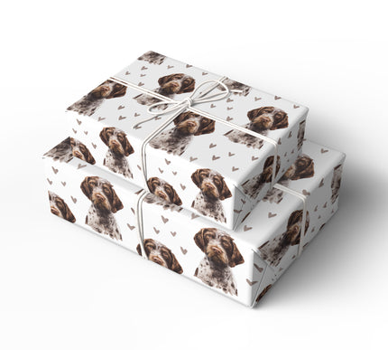 Earthbound Grace – German Wirehaired Pointer watercolor hearts wrapping paper