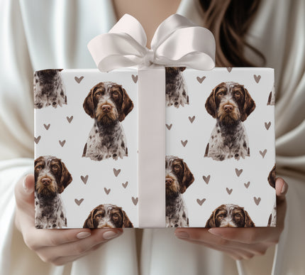 Earthbound Grace – German Wirehaired Pointer watercolor hearts wrapping paper