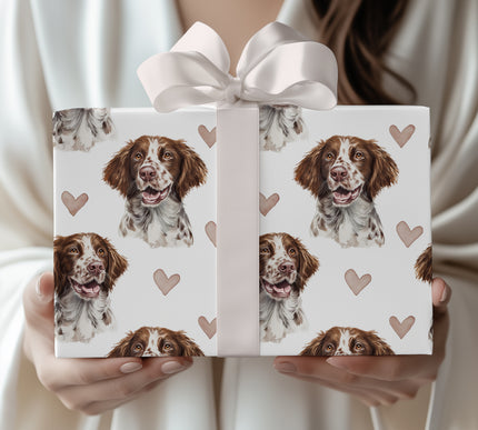 Featherlove Spaniel – American Water Spaniel watercolor hearts wrapping paper