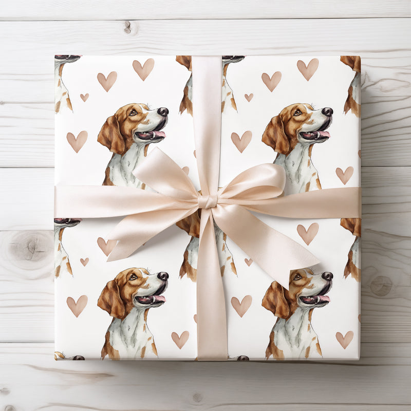 Gentle Trailheart – Romantic American Foxhound Side Portrait wrapping paper