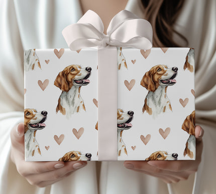 Gentle Trailheart – Romantic American Foxhound Side Portrait wrapping paper