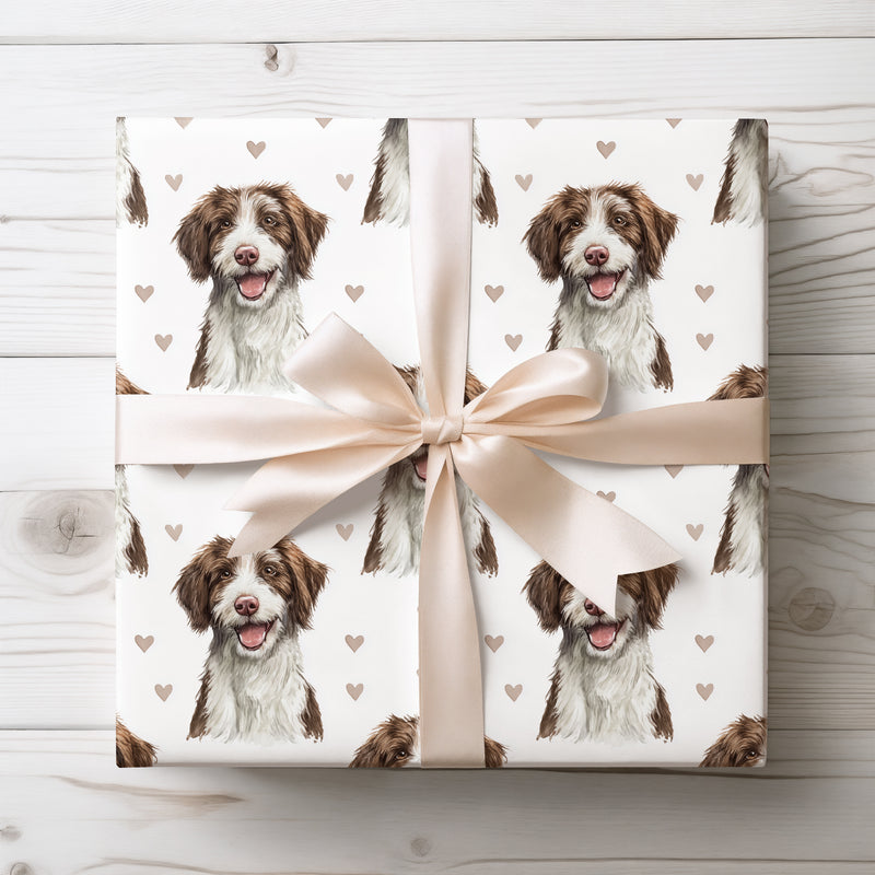 Mochapaw Bliss – Barbet watercolor hearts wrapping paper