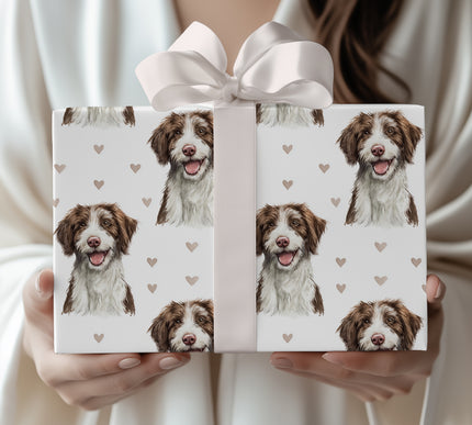 Mochapaw Bliss – Barbet watercolor hearts wrapping paper