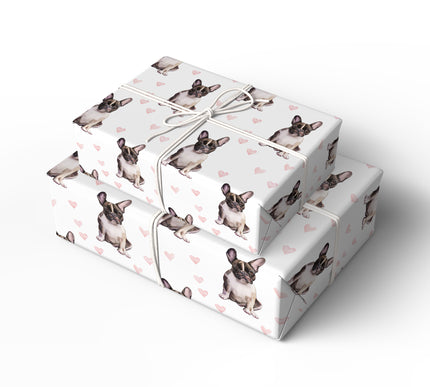Petalguard Muse – French Bulldog watercolor hearts wrapping paper