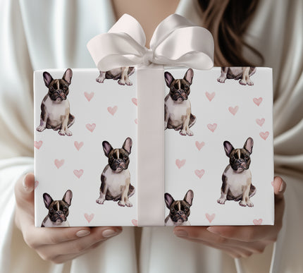 Petalguard Muse – French Bulldog watercolor hearts wrapping paper
