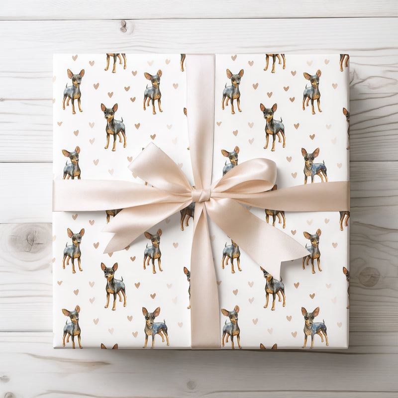 Petit Heartstride – Miniature Pinscher love wrapping paper