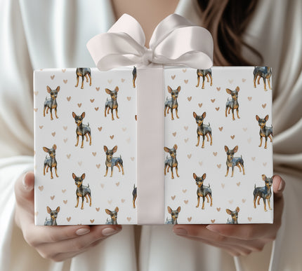 Petit Heartstride – Miniature Pinscher love wrapping paper