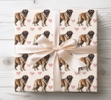 Beautiful Leonberger wrapping paper showcasing detailed watercolor illustrations of the Leonberger dog paired with warm heart motifs. Ideal for Leonberger owners and dog lovers, perfect for birthdays, Valentine’s Day, holidays, and meaningful gift giving. High-quality seamless wrapping paper that adds a warm, noble, and affectionate touch to every gift. 