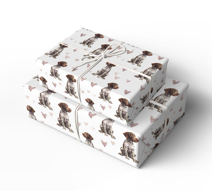 Rustfield Soul – German Wirehaired Pointer watercolor hearts wrapping paper