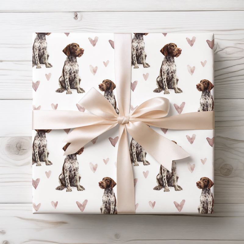 Rustfield Soul – German Wirehaired Pointer watercolor hearts wrapping paper