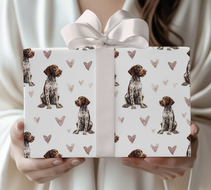Rustfield Soul – German Wirehaired Pointer watercolor hearts wrapping paper