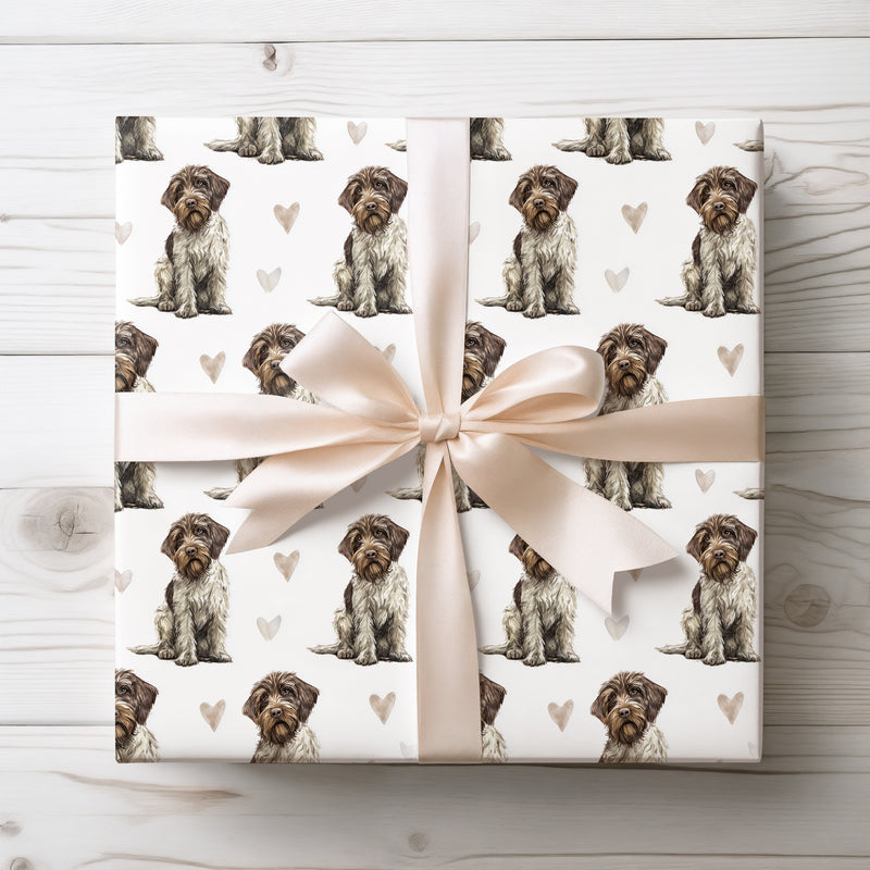 Rustic Whiskerfield – Wirehaired Pointing Griffon love wrapping paper