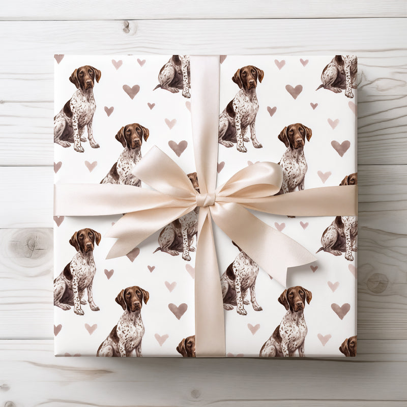 Softtrail Poise – German Shorthaired Pointer watercolor hearts wrapping paper